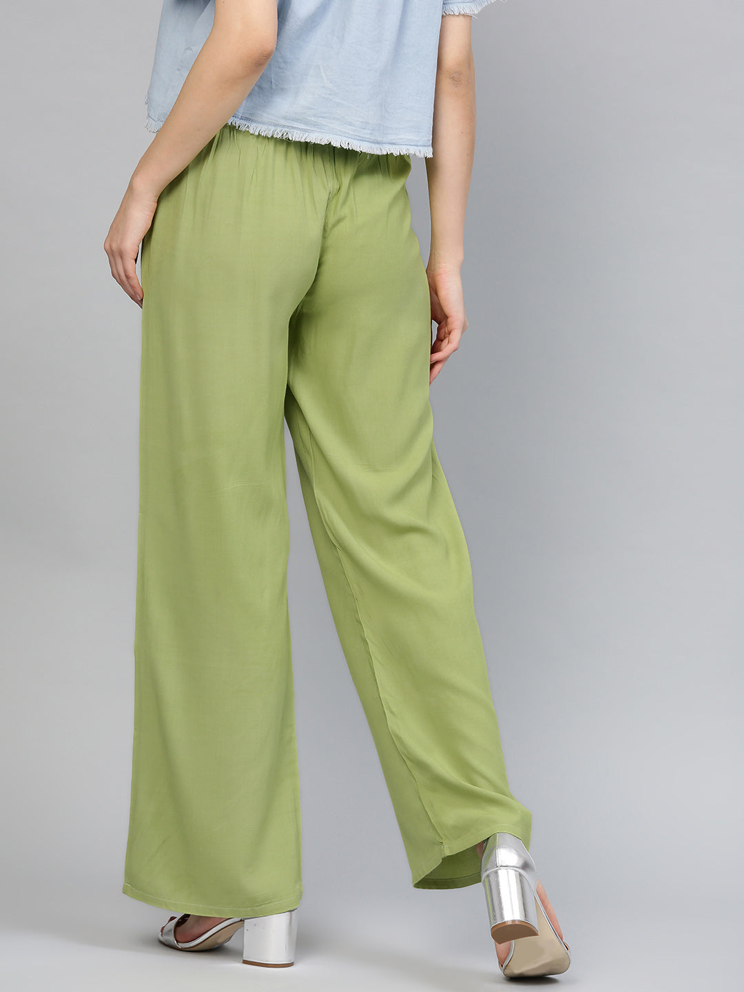 Green Solid Rayon Palazzo