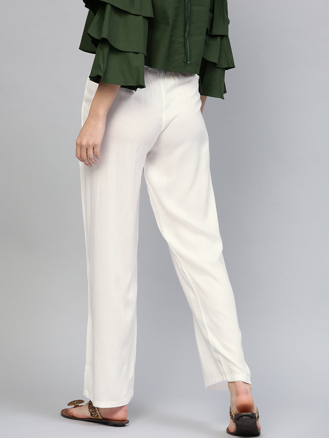 White Solid Rayon Palazzo