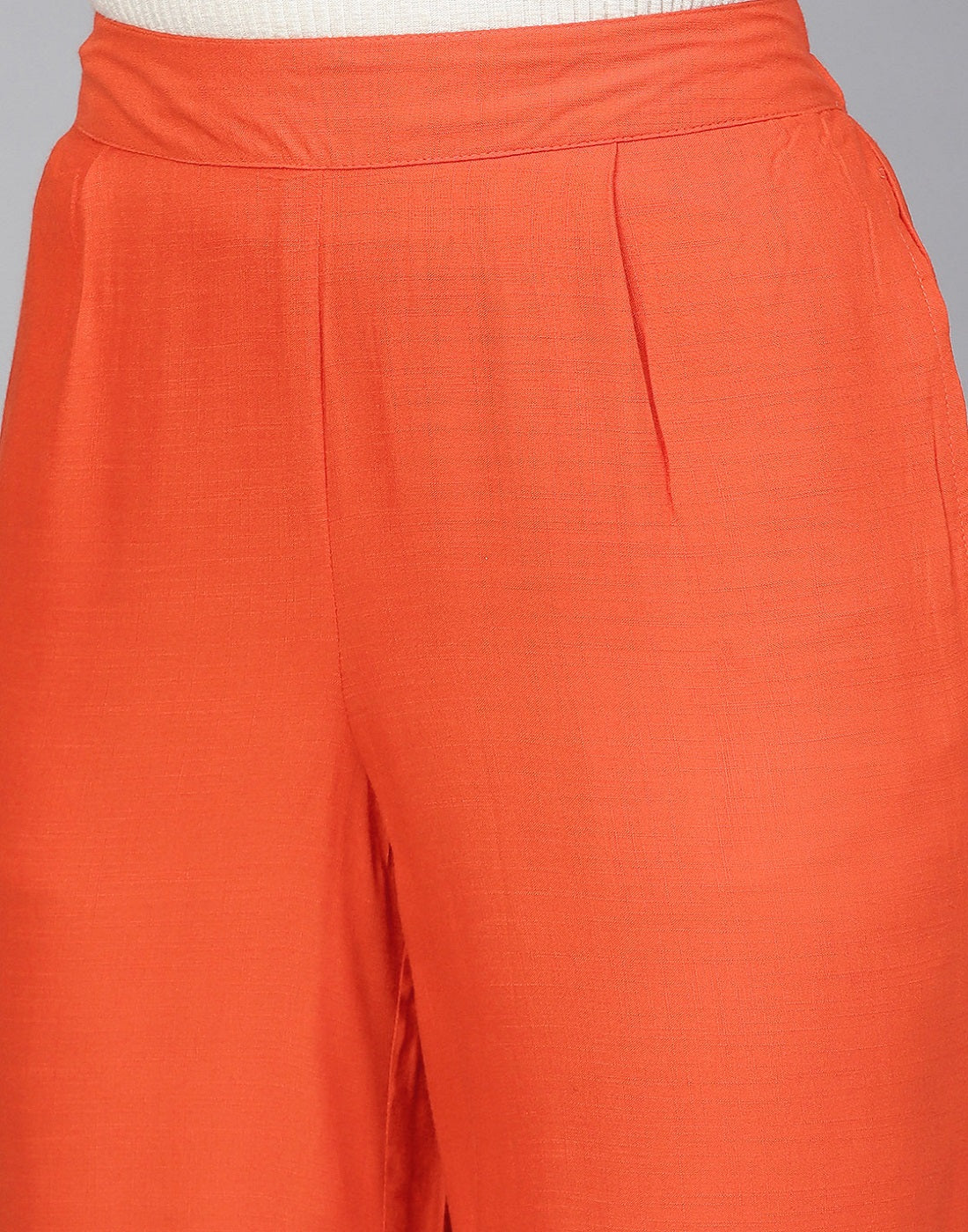 Orange Geometric Rayon Slub Palazzo