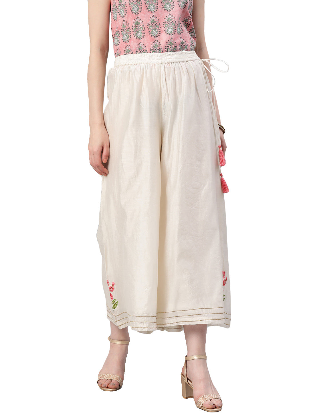 White Solid Chanderi Palazzo