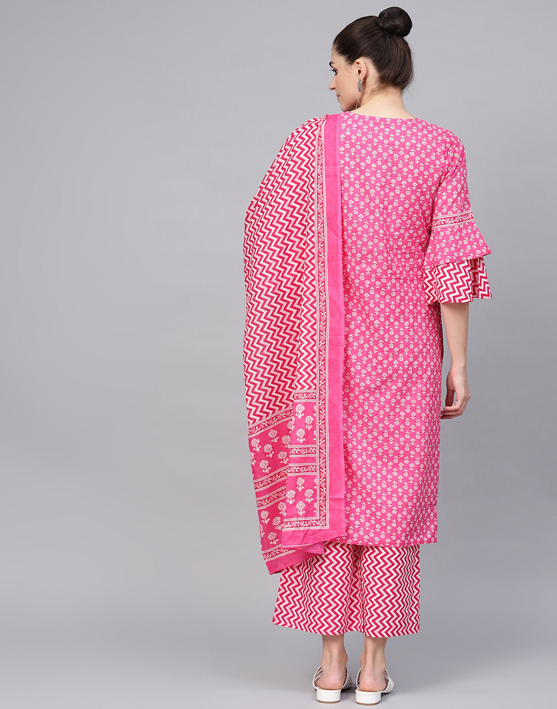 Printed Straight Kurta With Printed Palazzo And Dupatta