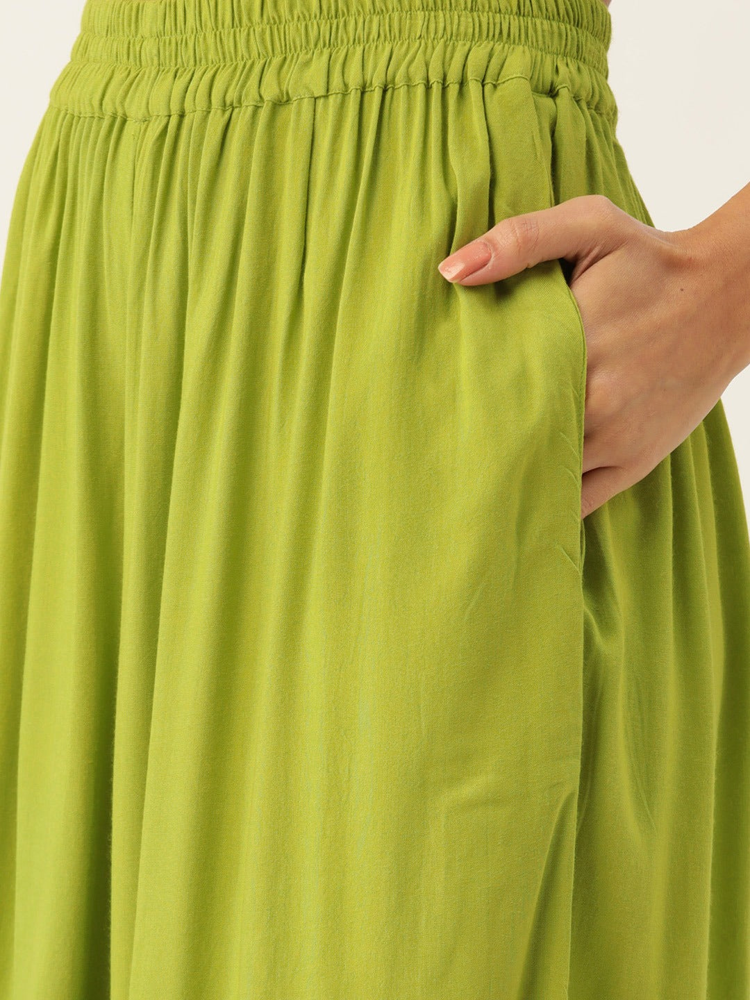 Green Woven Design Straight Silk Blend Kurta With Palazzo And Dupatta
