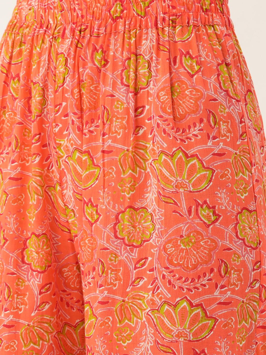 Off White Ethnic Print Straight Cotton Flex Kurta With Sharara And Dupatta