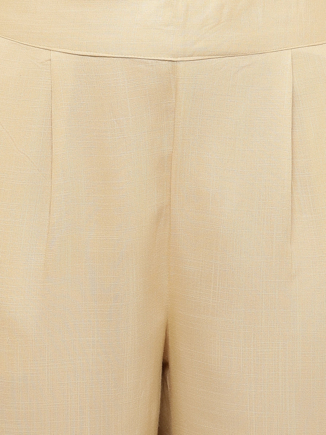 Beige Solid Straight Blended Kurta With Palazzo