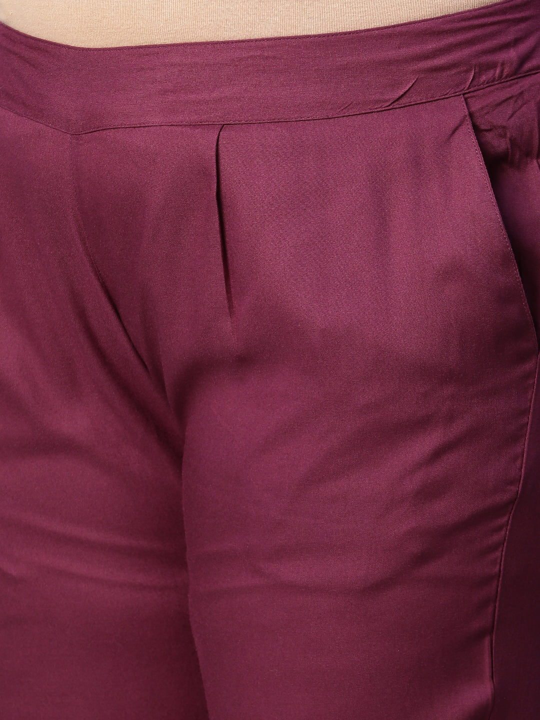 Wine Zari Embroidery Straight Kurta With Palazzos