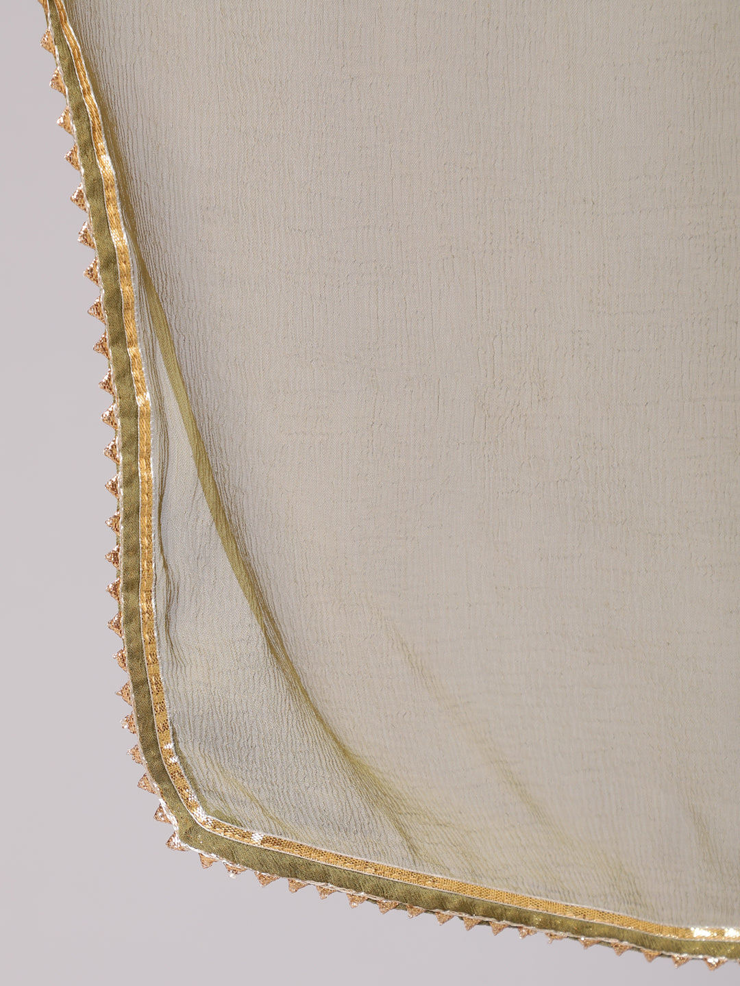 A Short Beige Printed Cotton Gota Embellished Kurta With Printed Sharara And Chiffon Dupatta