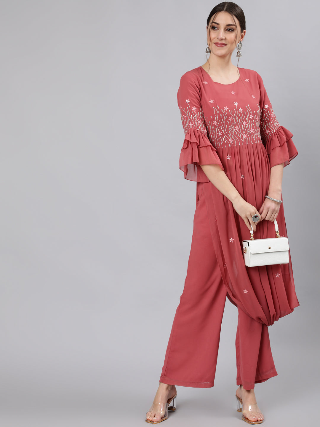 Shop Embroidered Kurta With Pallazo