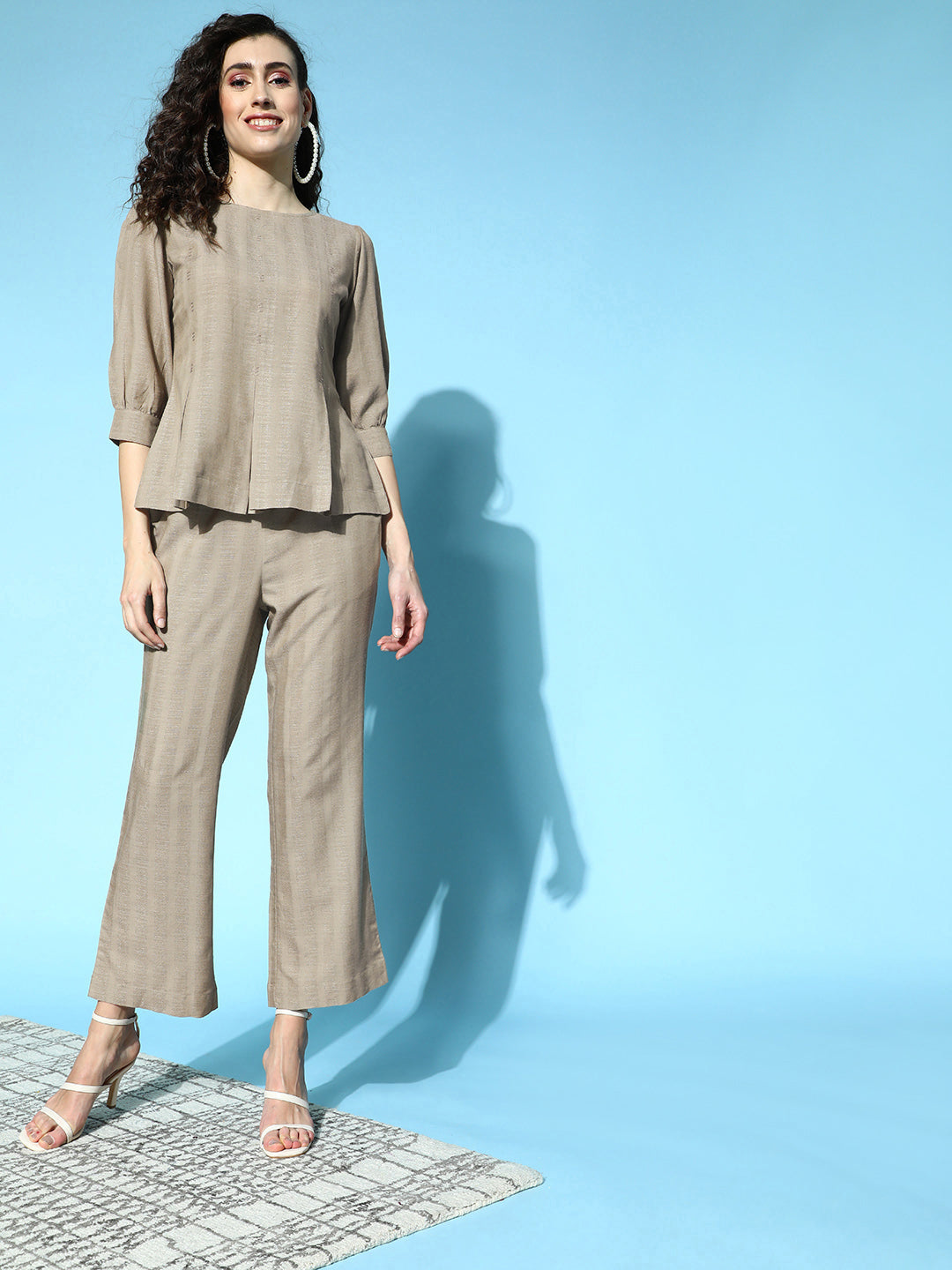 Self Weave Rayon Grey Co-Ords Set