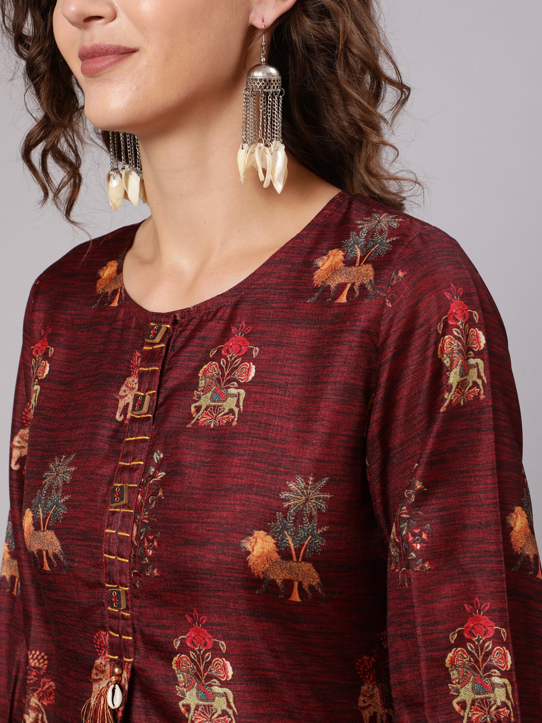 Shop Printed silk Kurta With Palazzo & Dupatta Online
