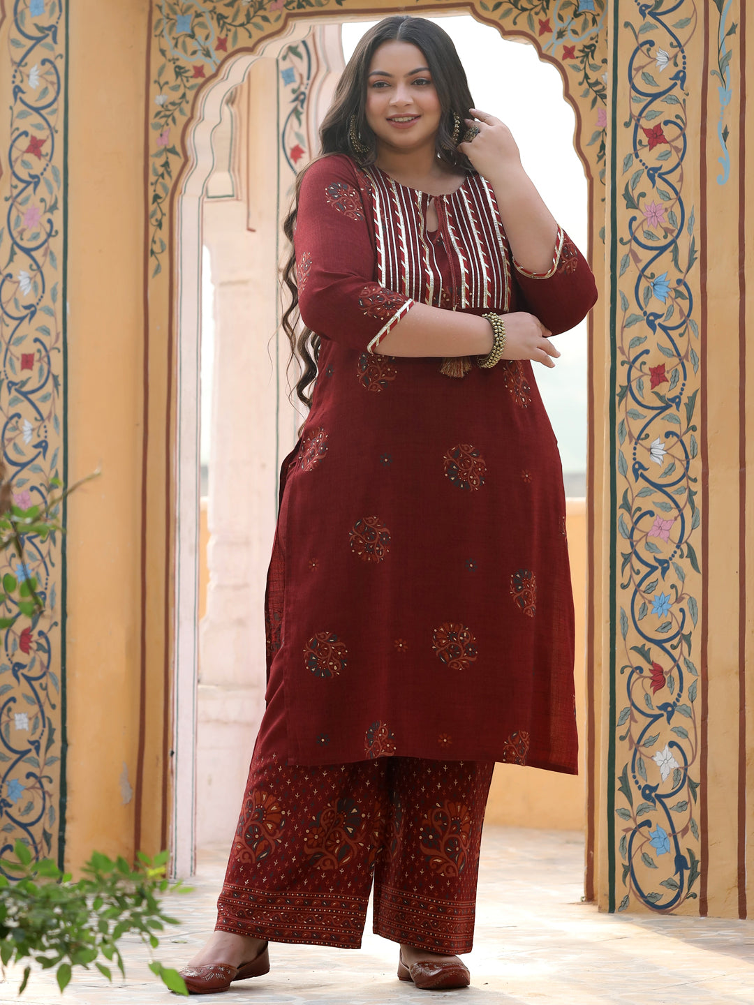Maroon Kurta With Palazzo