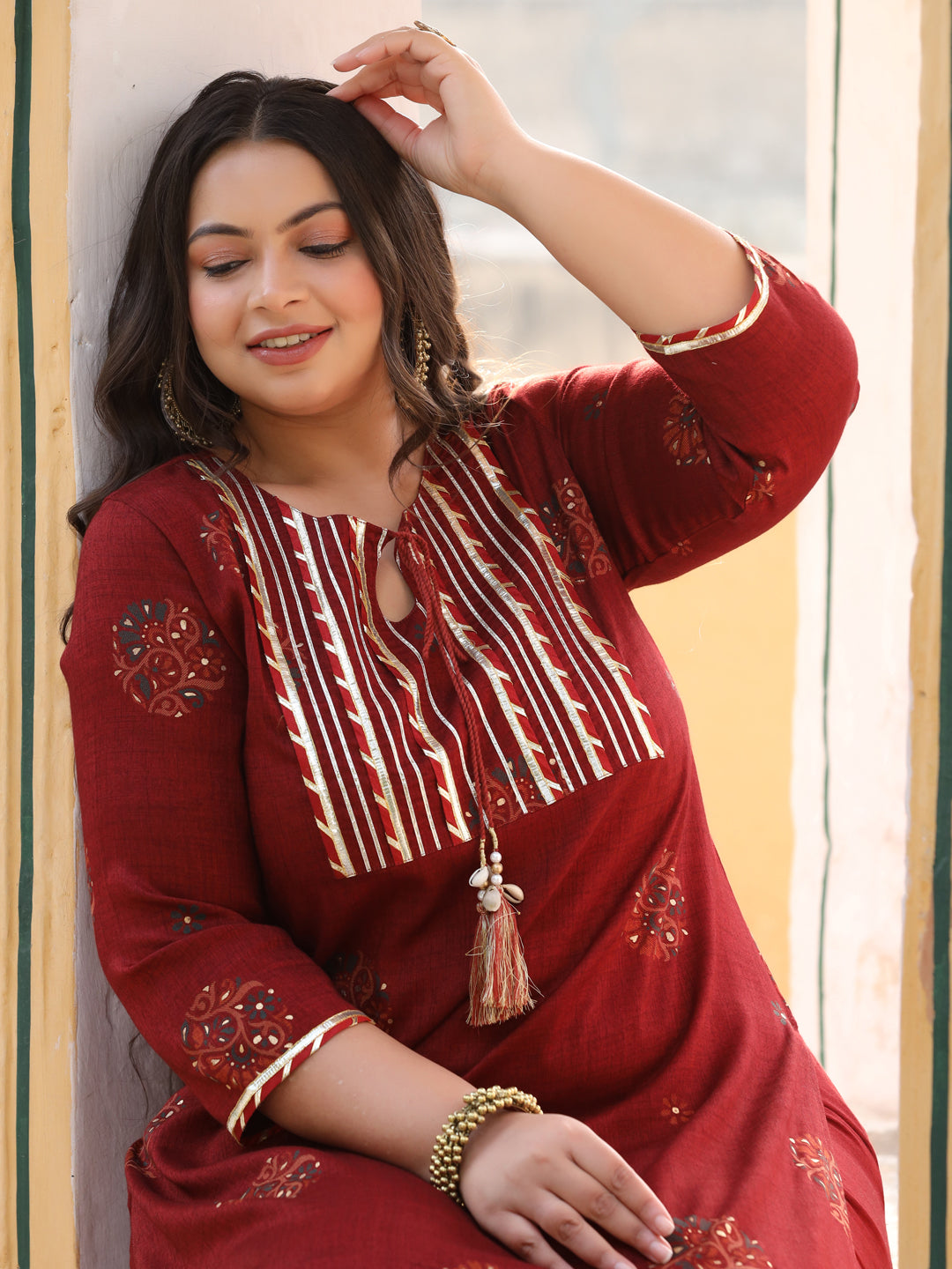 Maroon Kurta With Palazzo