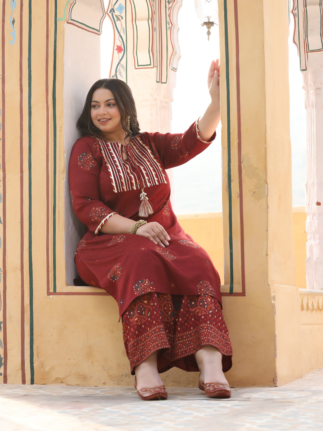 Maroon Kurta With Palazzo