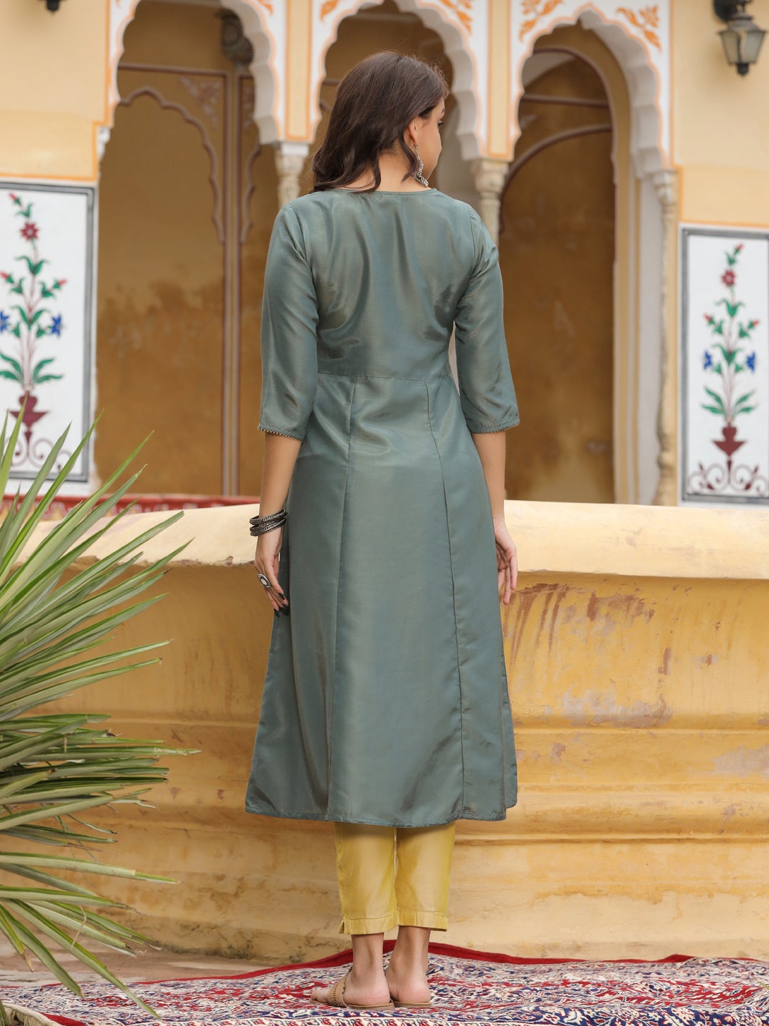 Grey color anarkali kurta