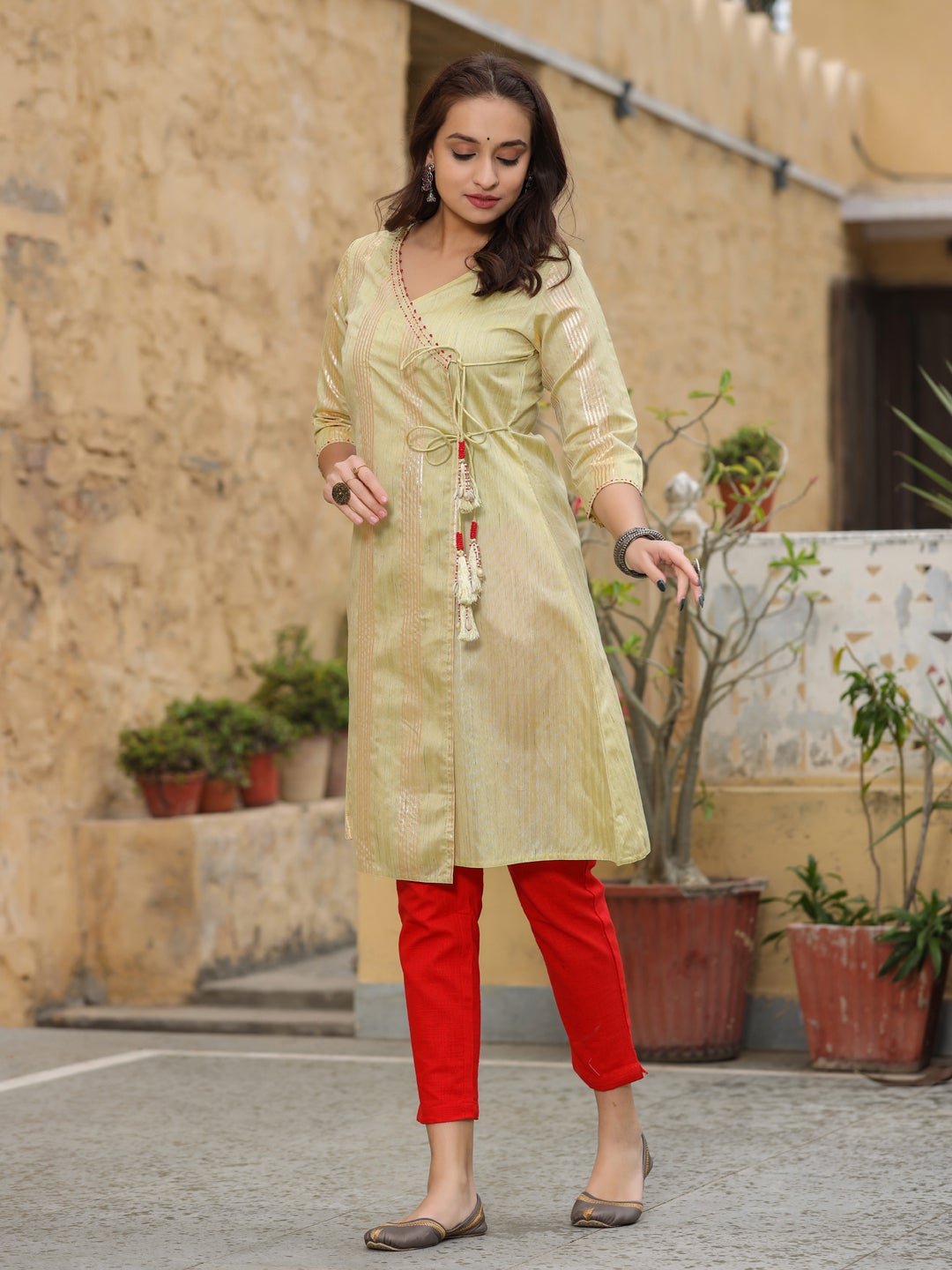 A line designer chanderi printed kurta