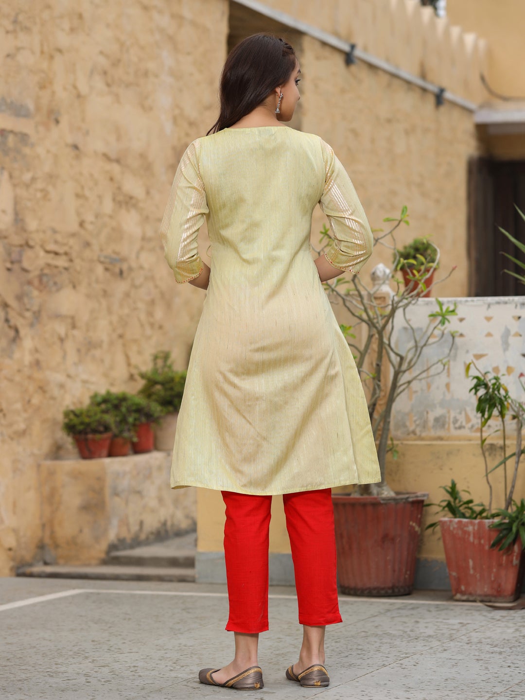A line designer chanderi printed kurta
