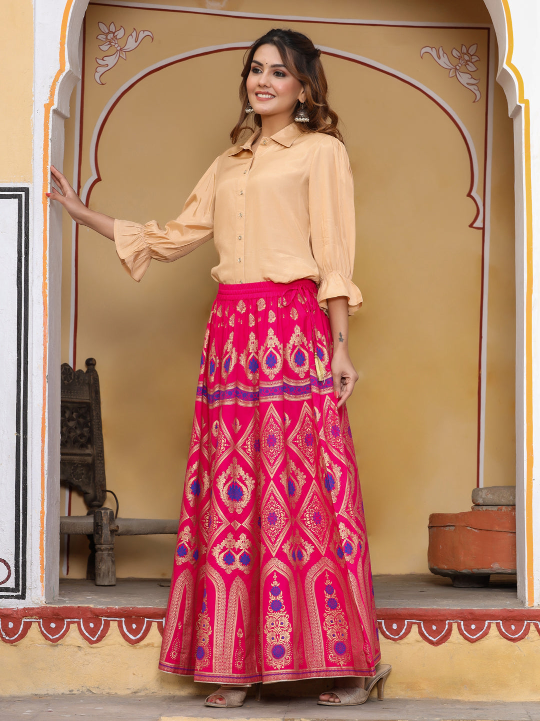 Buy Printed Flared Maxi Skirt