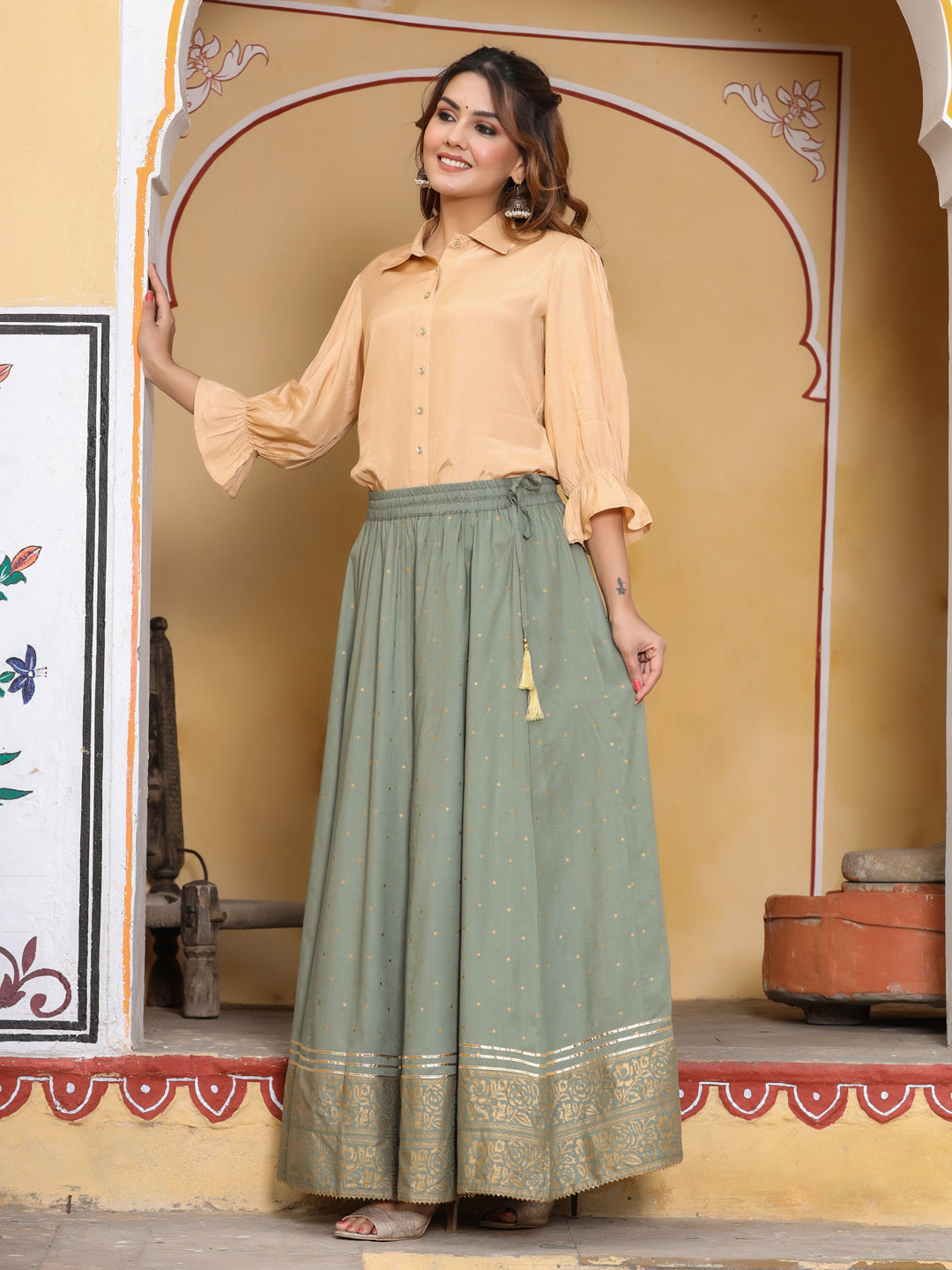 Buy Khadi Printed Flared Maxi Skirt