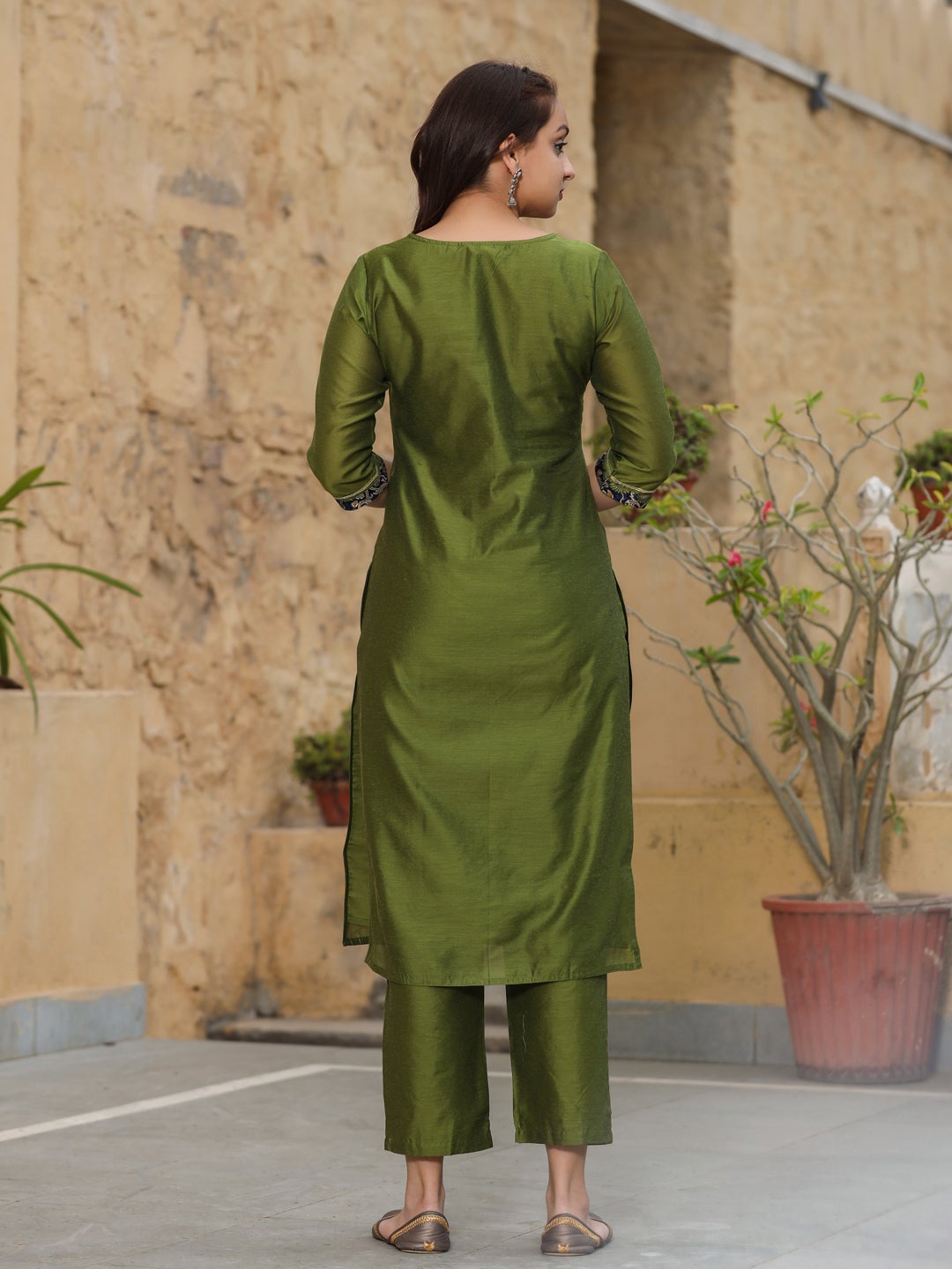 Green chanderi kurta