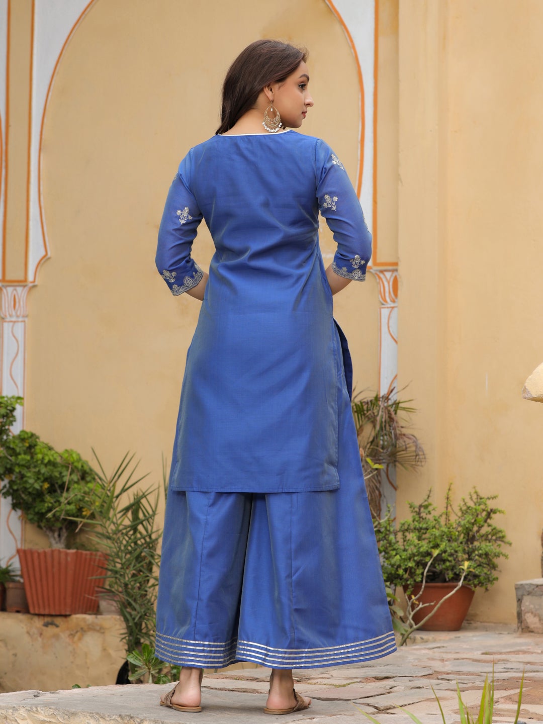 Embellished Straight Kurta With Sharara