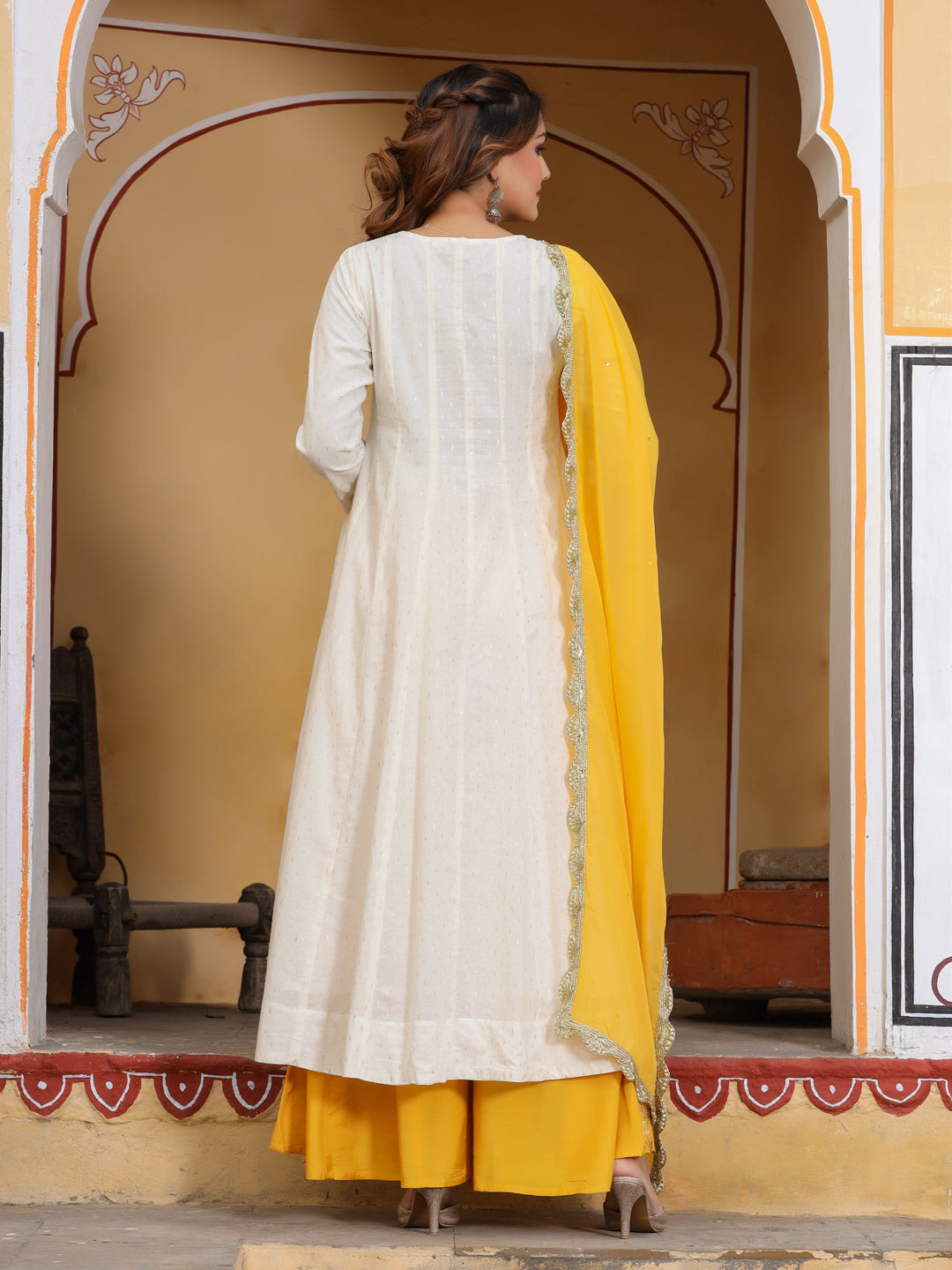 organza scallop laced dupatta