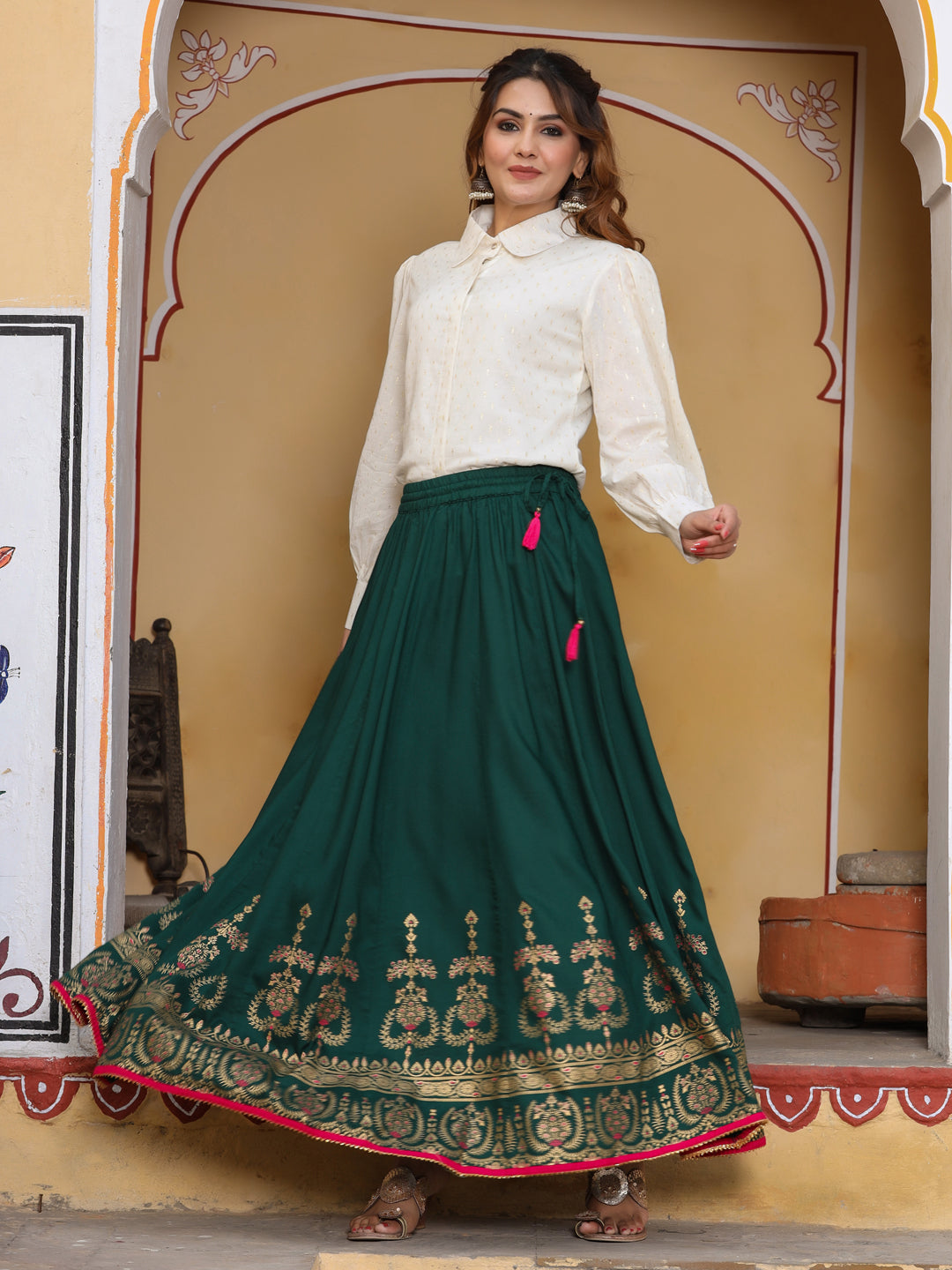 Buy Printed Flared Maxi Skirt