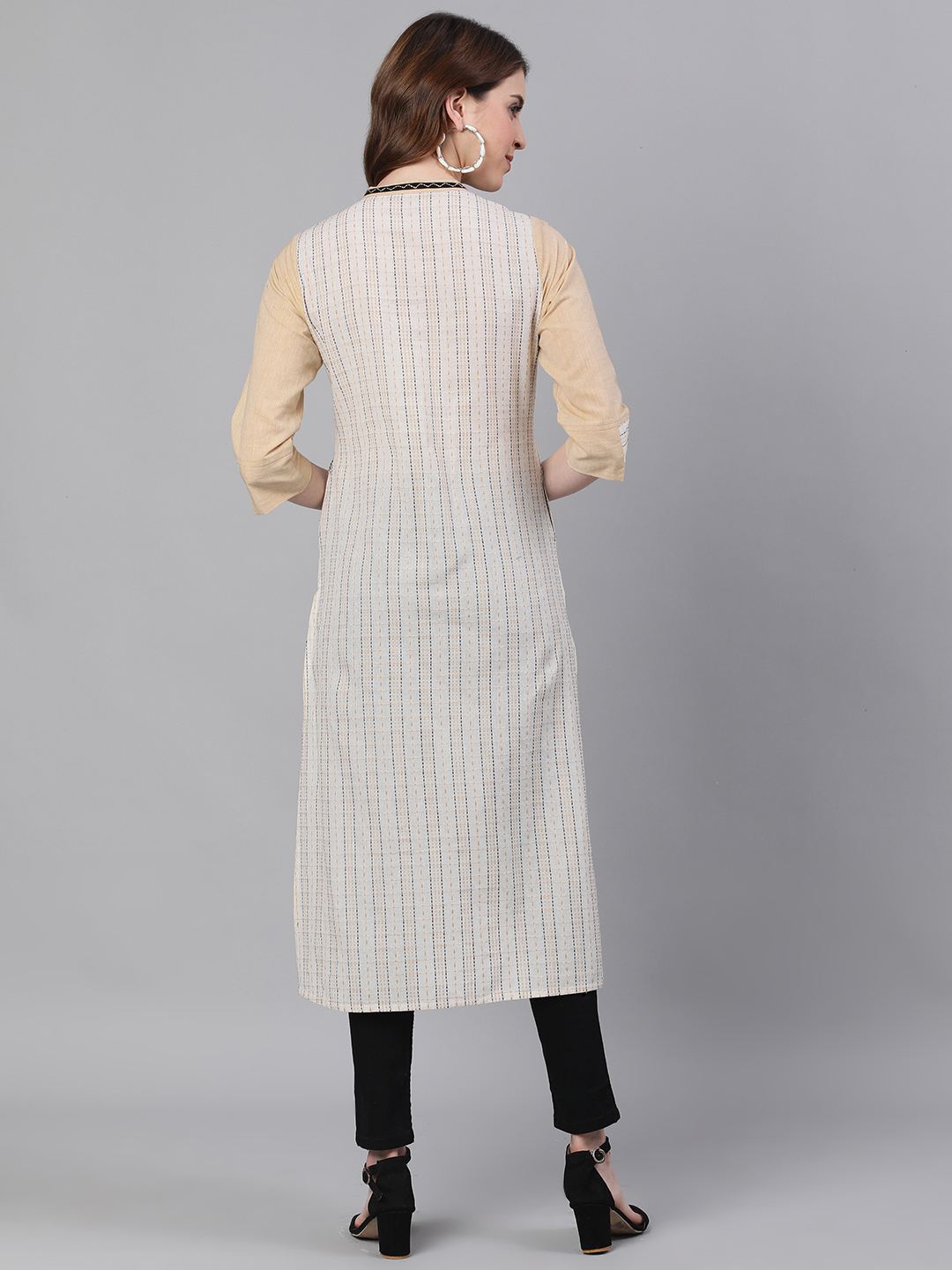 Off White A Line Cotton Blend Kurtas