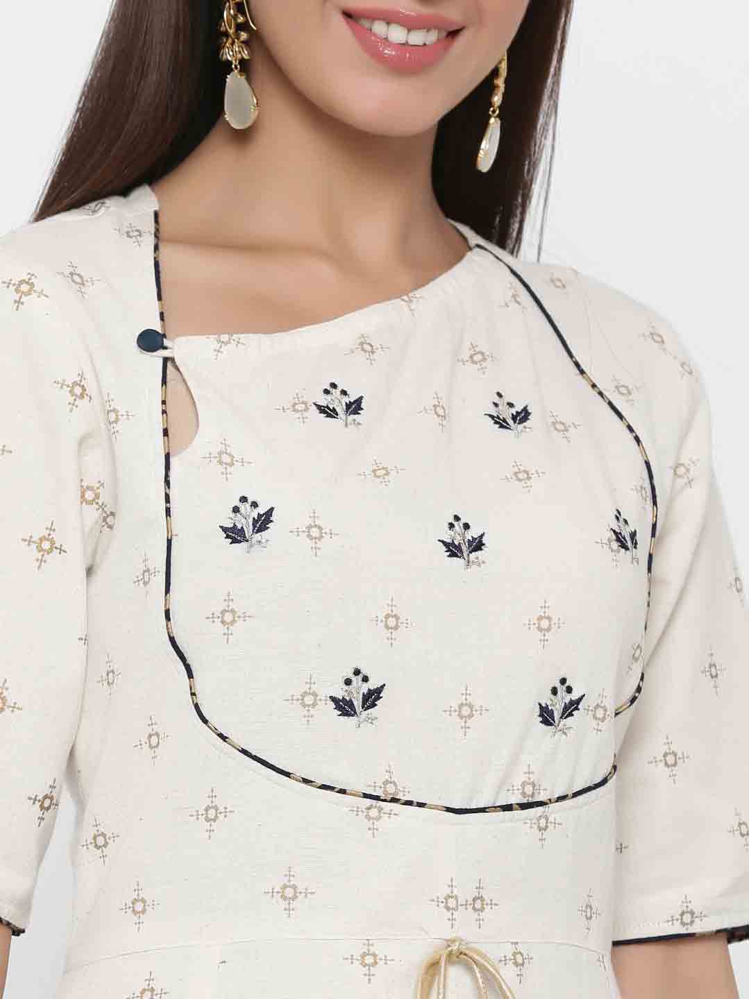 side cut white shade kurta