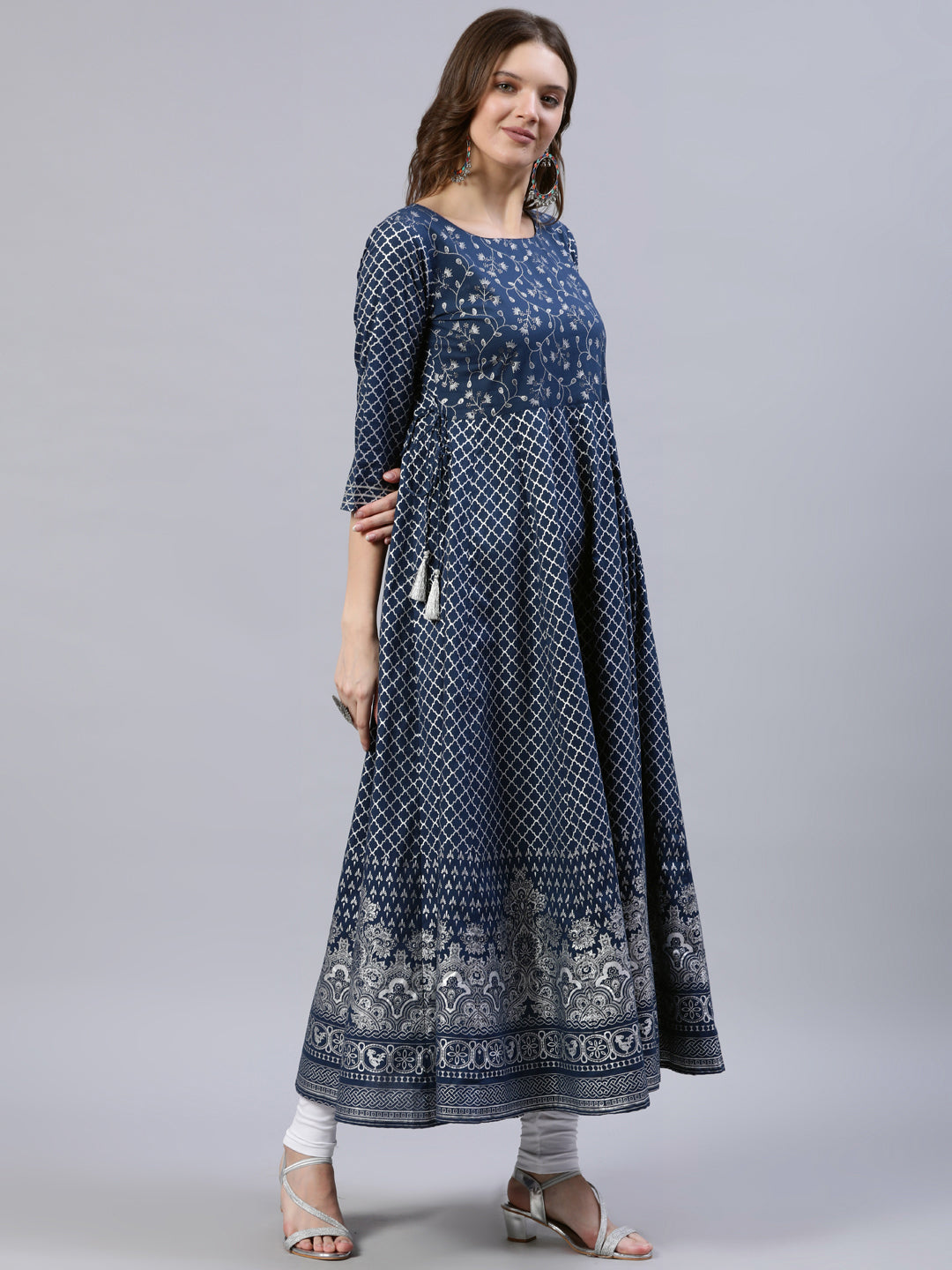 Buy blue round neck kurta