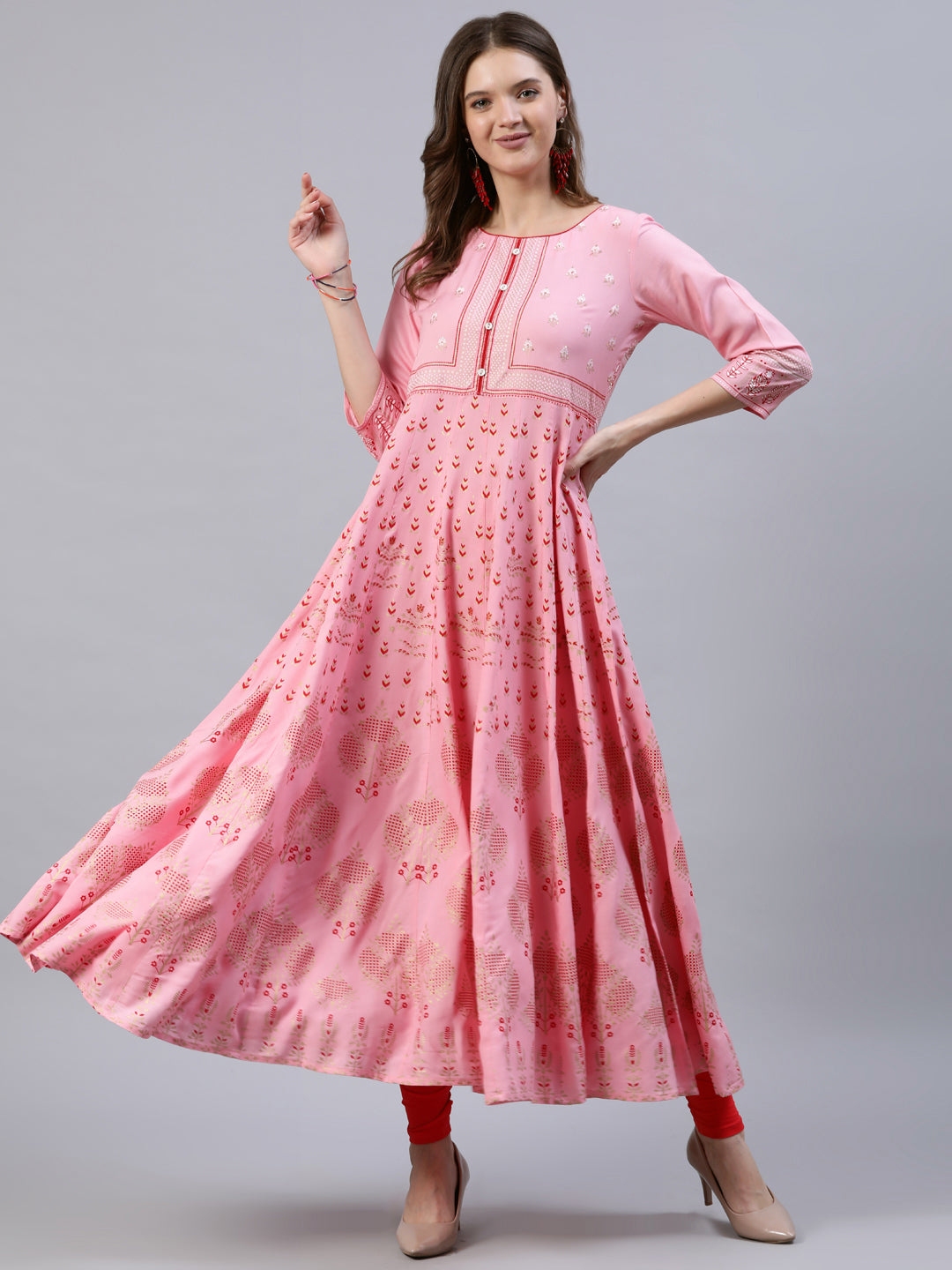 stylish pink anarkali kurta