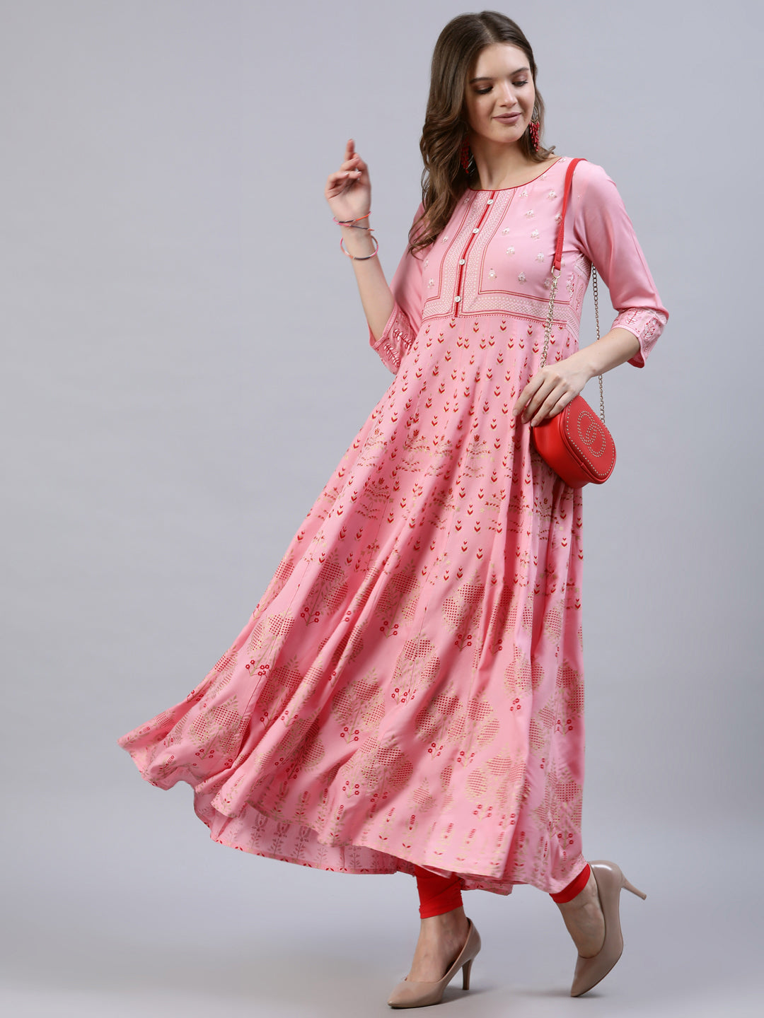festive wear pink anarkali kurta