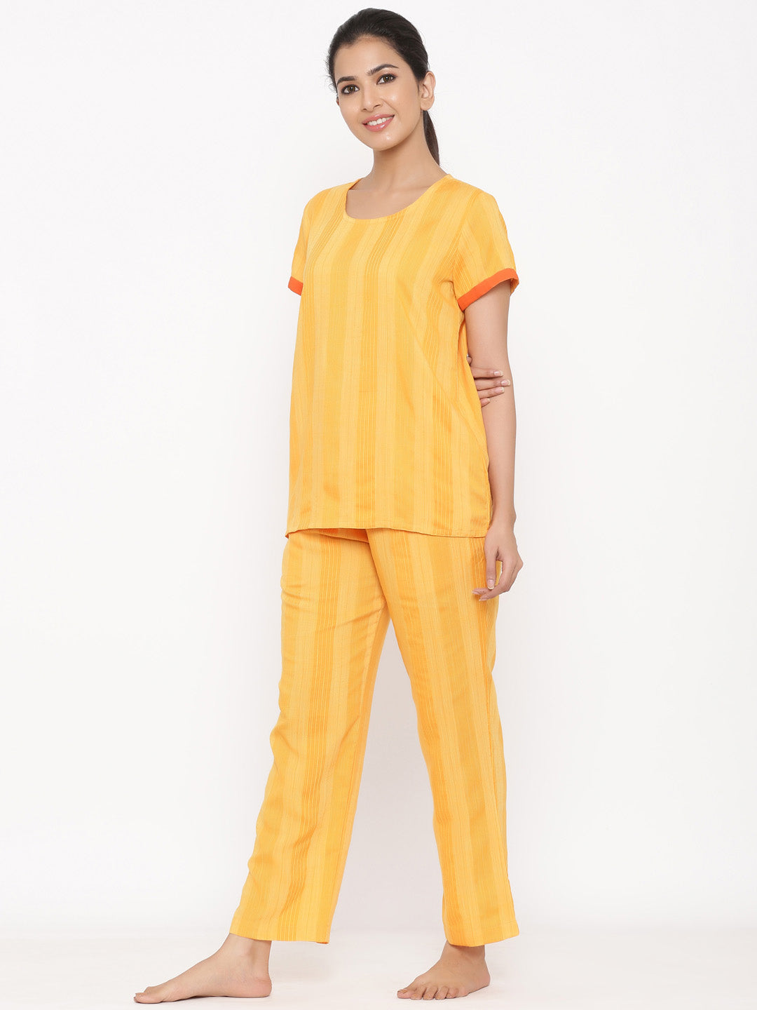 Yellow Yarn Dyed Straight Night Suit
