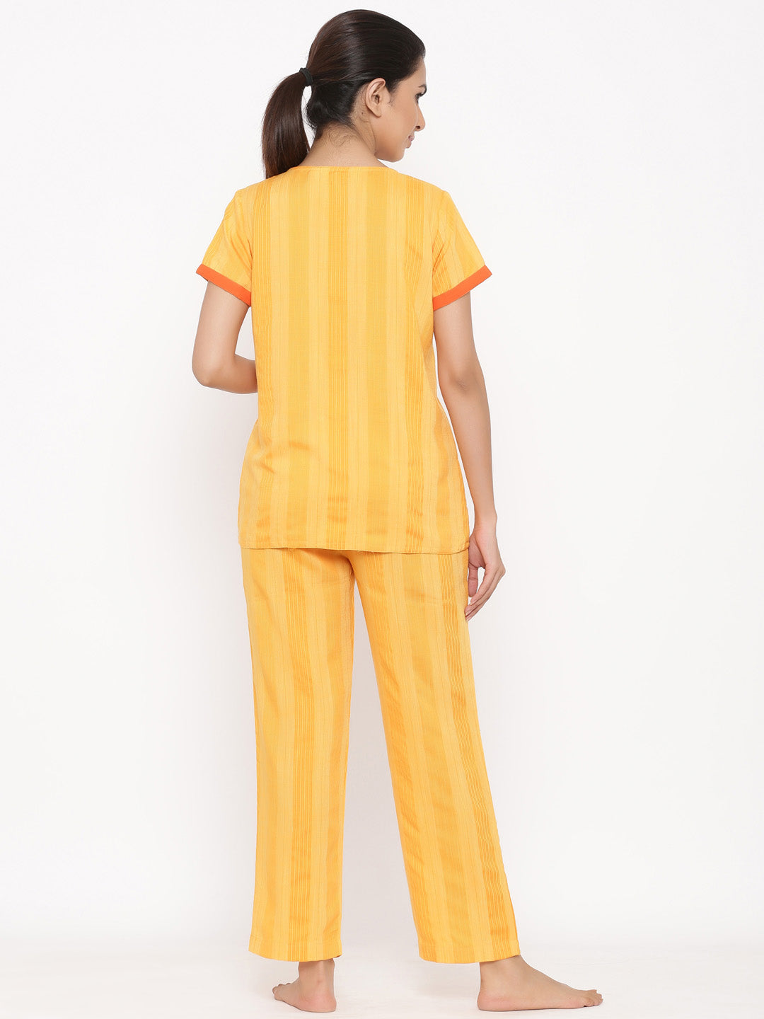 Yellow Yarn Dyed Straight Night Suit