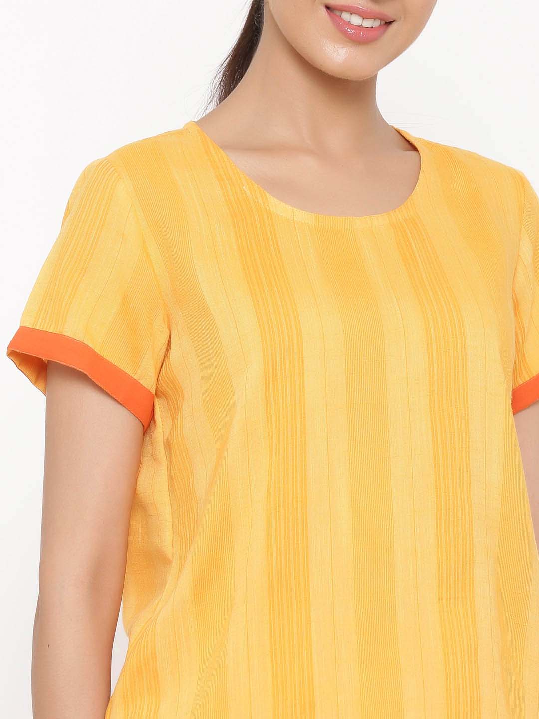 Yellow Yarn Dyed Straight Night Suit