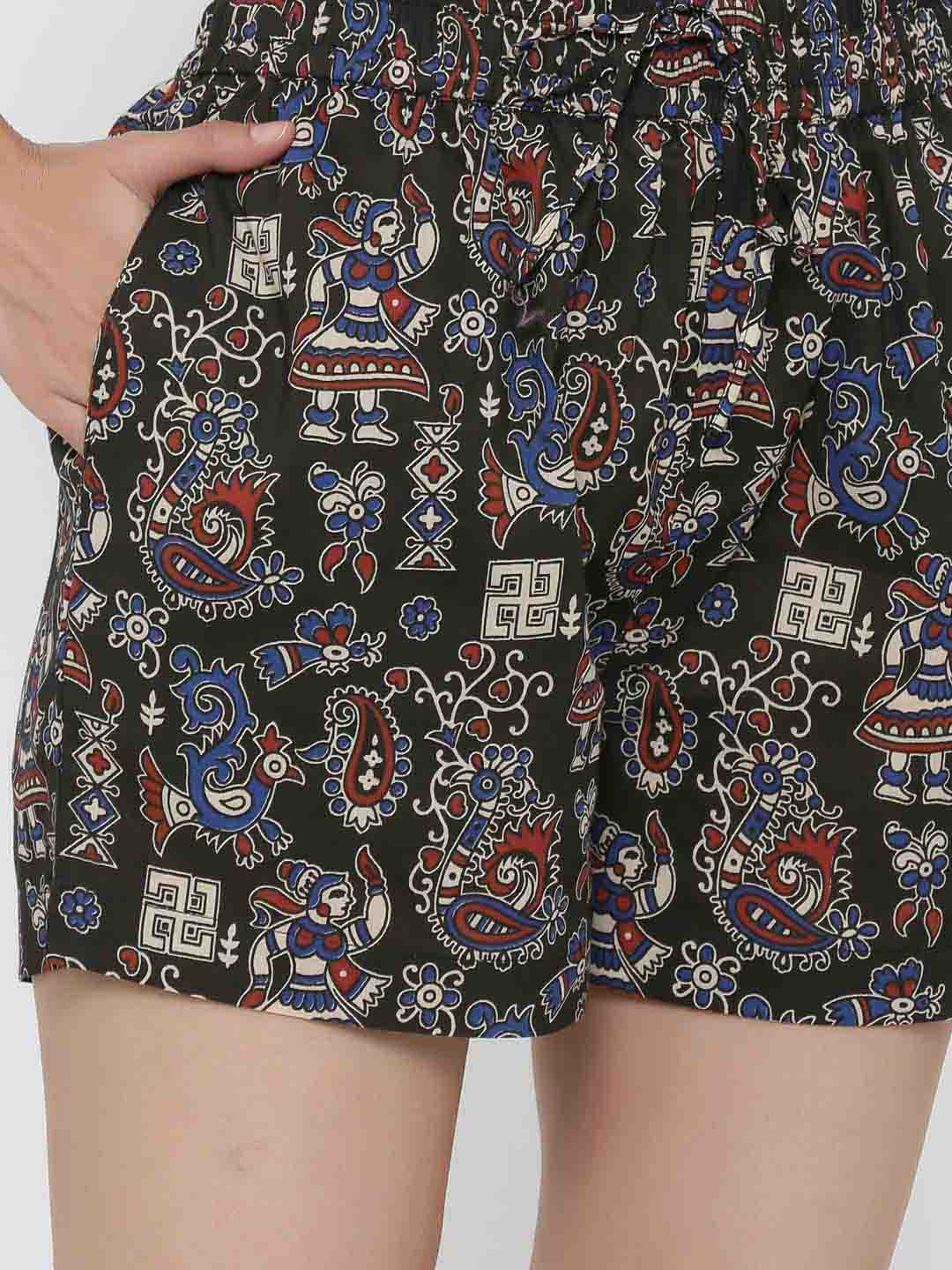 Black Quirky Print Straight Cotton Sleepwear