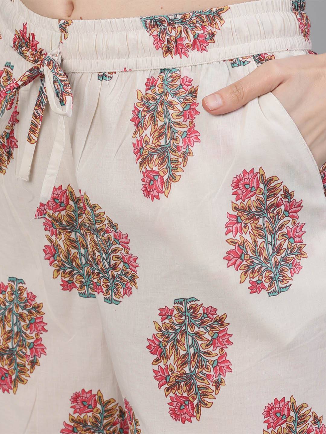 Yellow Ethnic Print Straight Cotton Sleepwear