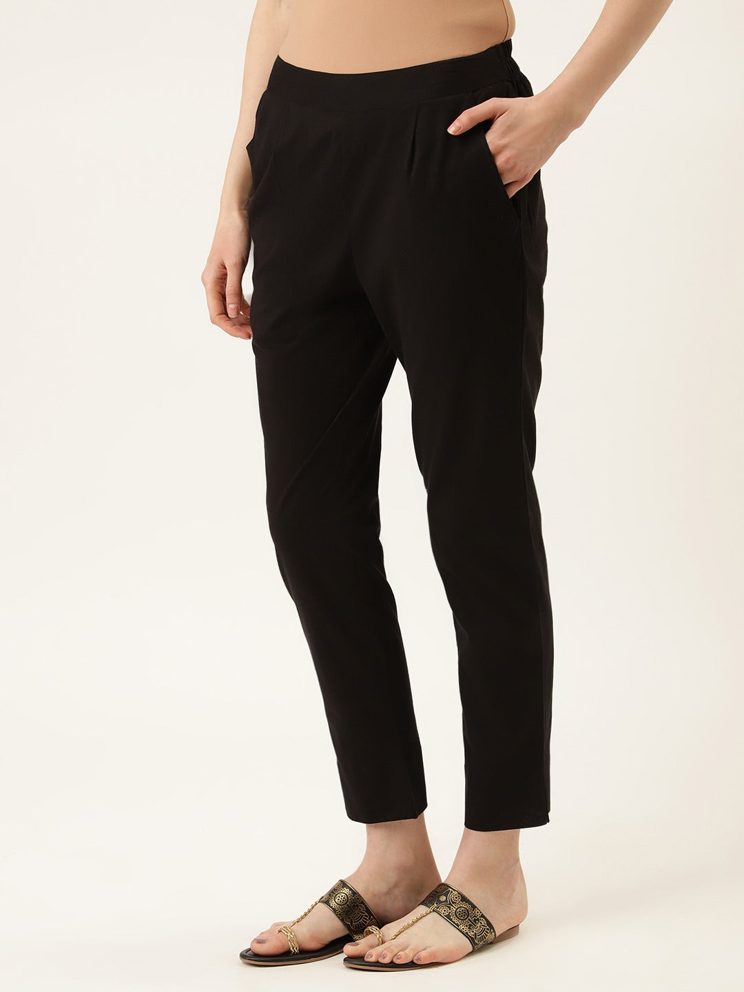 Black Ethnic Wear Cotton Pants