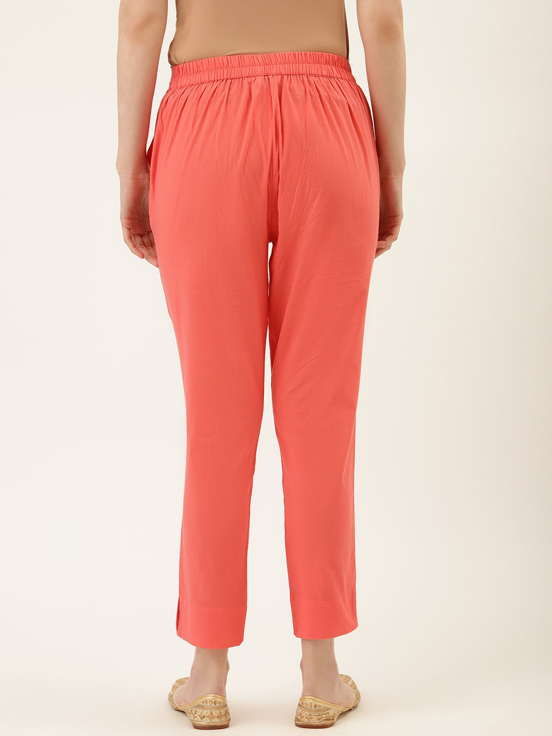 Peach Ethnic Wear Cotton Pants
