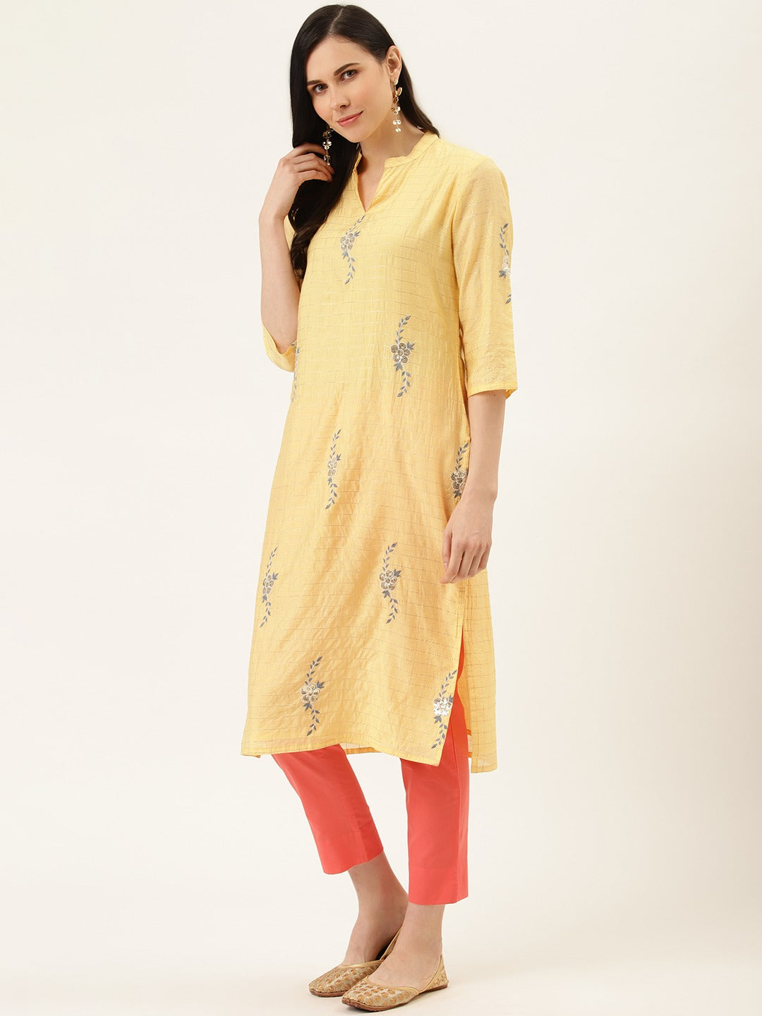 Peach Ethnic Wear Cotton Pants