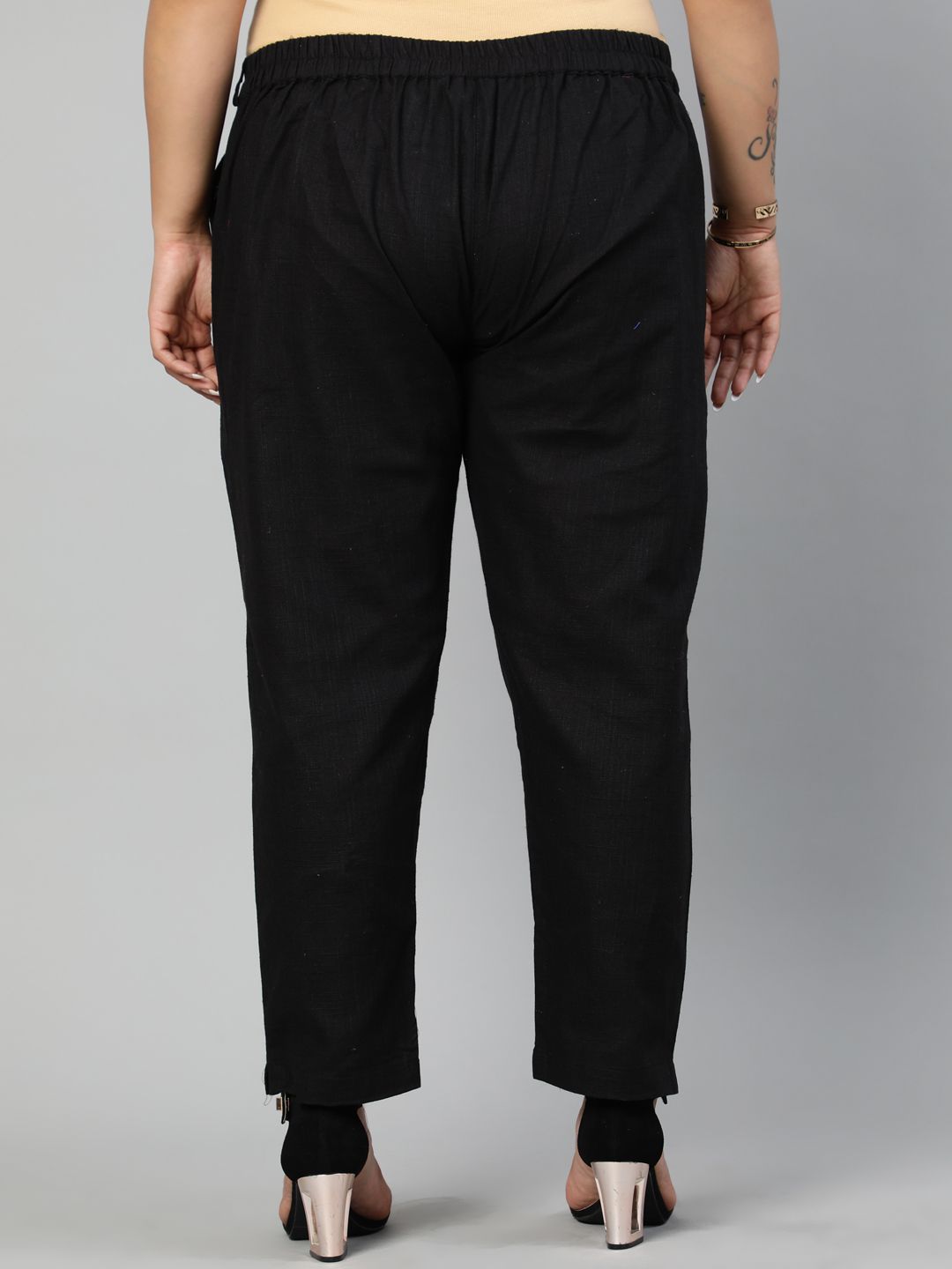 Black Ethnic Wear Cotton Slub Pants