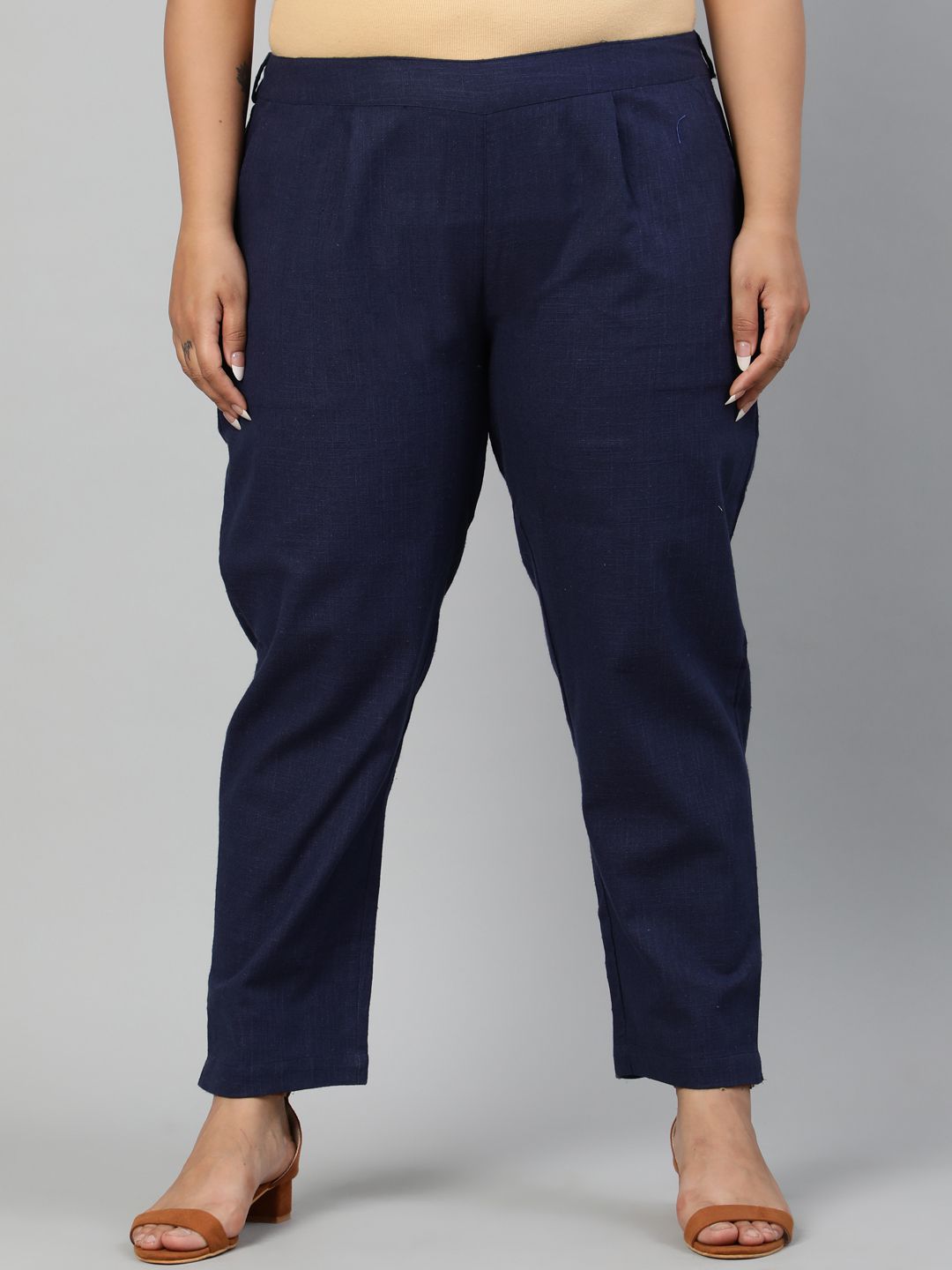 Shop Navy Blue Ethnic Wear Cotton Slub Pants