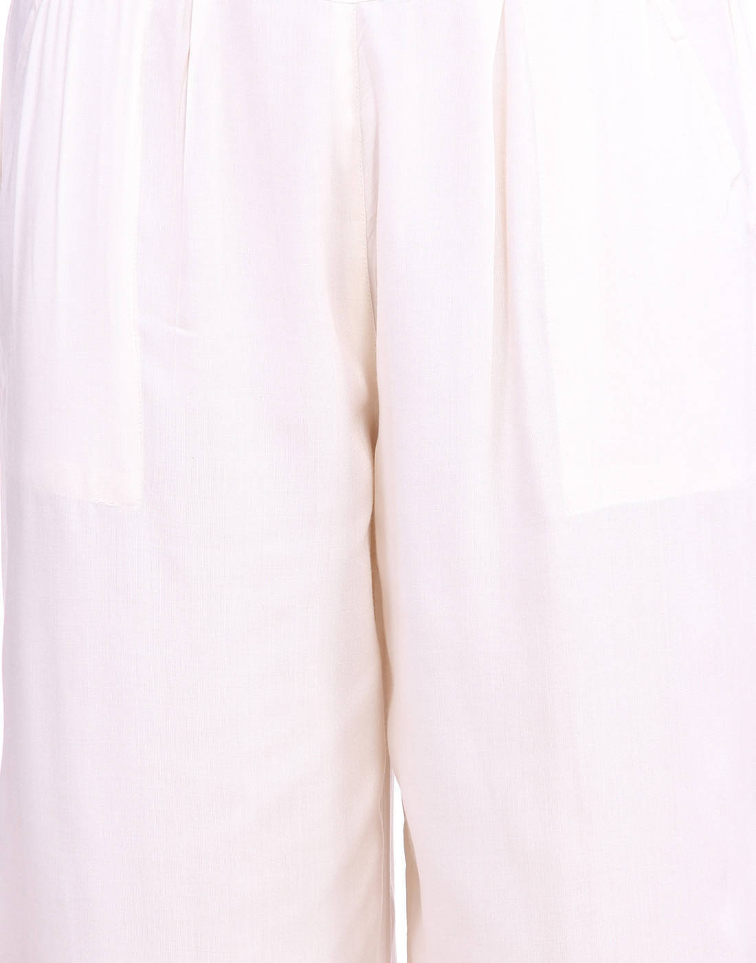 Off-White Solid Rayon Palazzo