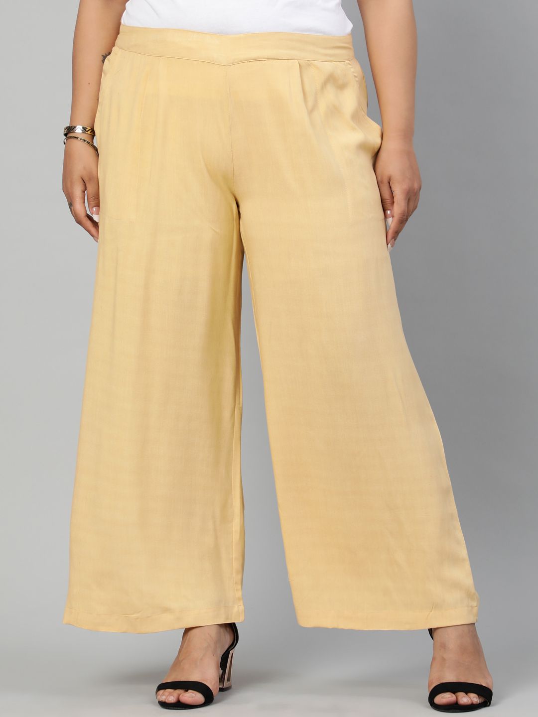 Shop Beige Solid Rayon Palazzo