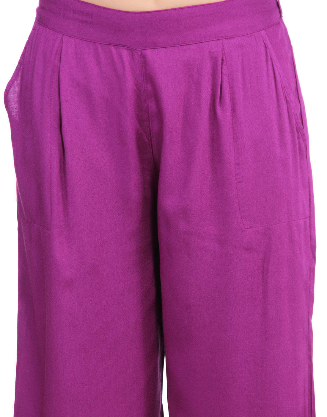 Purple Solid Rayon Palazzo