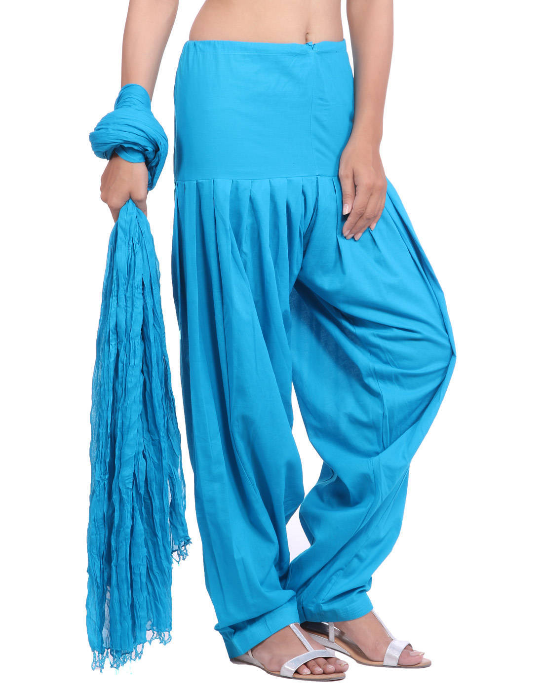 Shop Pure Cotton Aqua Blue Patiala Salwar And Dupatta Set