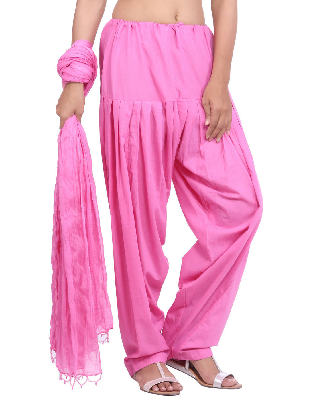 Shop Pure Cotton Baby Pink Patiala Salwar And Dupatta Set