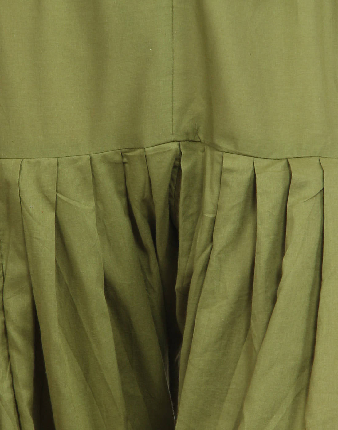 Olive Green Cotton Patiala Salwar And Dupatta Set