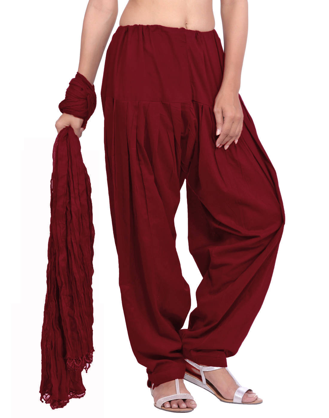 Shop Pure Cotton Maroon Patiala Salwar And Dupatta Set
