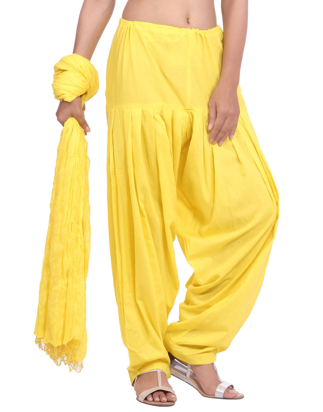 Shop Pure Cotton Neon Yellow Patiala Salwar And Dupatta Set