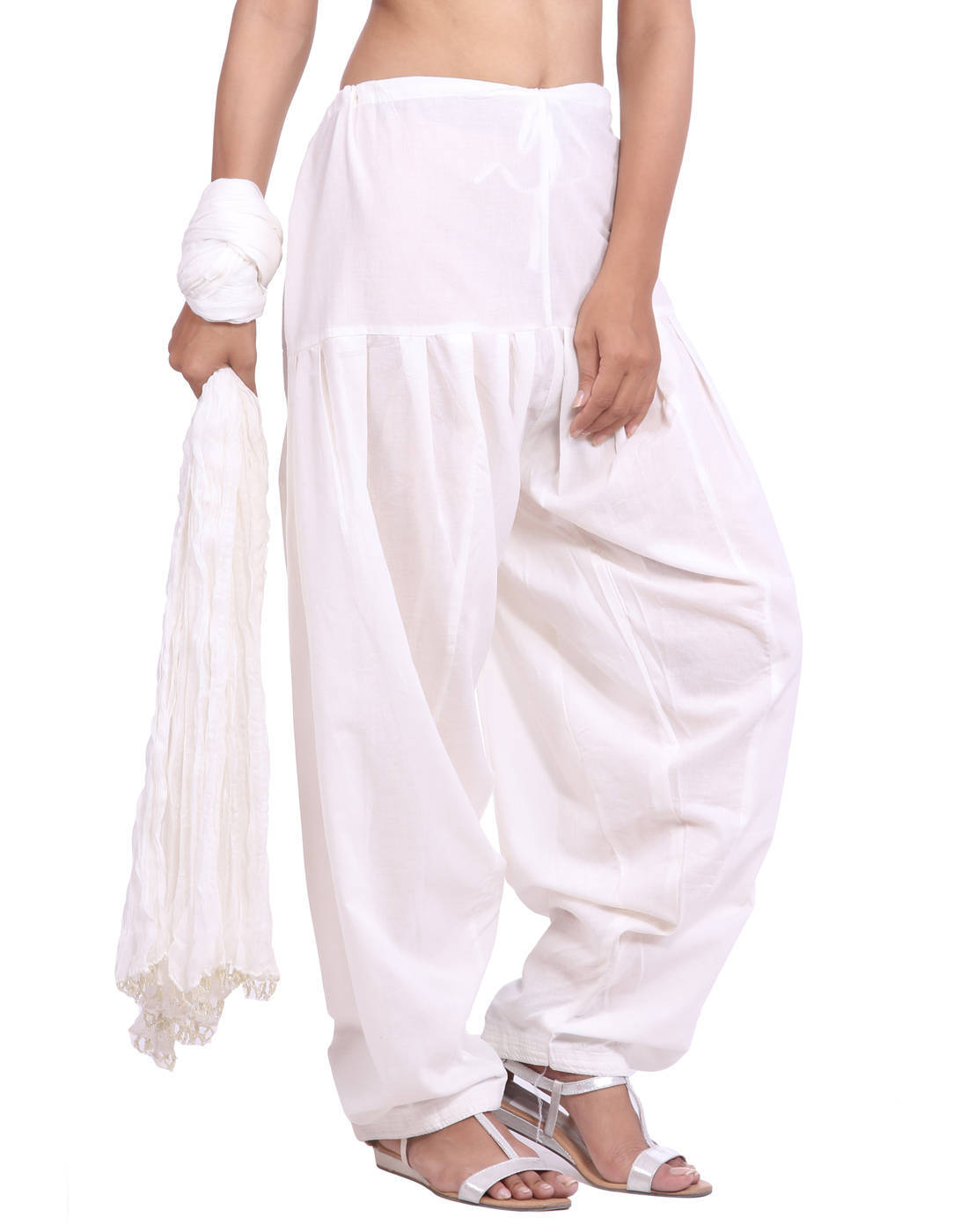 Off White Cotton Patiala Salwar And Dupatta Set