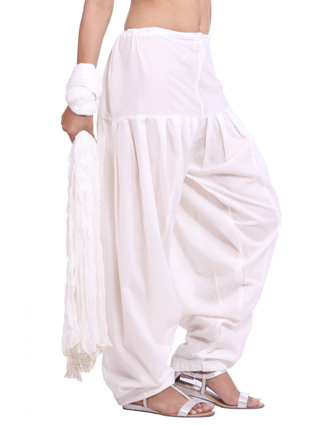 Off White Cotton Patiala Salwar And Dupatta Set